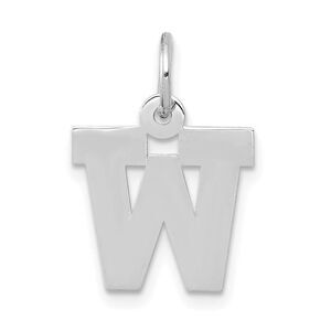 14k White Gold, Amanda Collection, Small Block Style Initial W Pendant